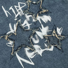 Y2K Star Splicing Letter Printed T-Shirts