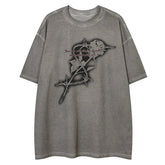 Y2K Thorn Rose Print T-Shirt