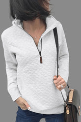 Fashion Solid Color Zipper Sweatshirt