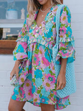 Plus Size Vintage Casual V-Neck Print Dress S-5XL