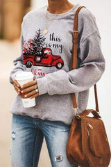 Christmas Printed Round Neck Sweater