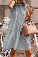 Sweet Joint Flounce O Neck A Line Midi Dresses(5 Colors)