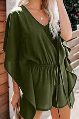 Casual Solid Frenulum V Neck Loose Jumpsuits(5 Colors)