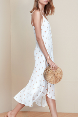 Sexy College Floral Buttons Slit V Neck Dresses