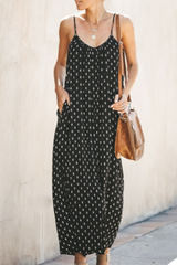 Casual Sweet Dot Pocket Regular Jumpsuits