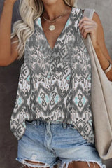 Fashion Print Split Joint V Neck Tops(5 Colors)