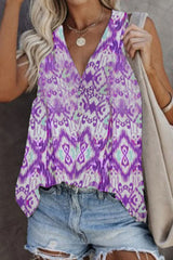 Fashion Print Split Joint V Neck Tops(5 Colors)