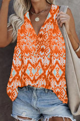 Fashion Print Split Joint V Neck Tops(5 Colors)