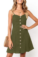 Casual Solid Split Joint Spaghetti Strap A Line Dresses(4 Colors)