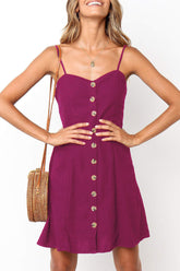 Casual Solid Split Joint Spaghetti Strap A Line Dresses(4 Colors)