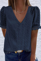 Casual Solid Split Joint V Neck Tops(5 Colors)