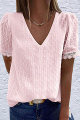 Casual Solid Split Joint V Neck Tops(5 Colors)