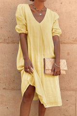 Casual Solid Split Joint V Neck Princess Dresses(6 Colors)