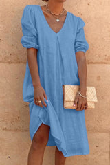 Casual Solid Split Joint V Neck Princess Dresses(6 Colors)