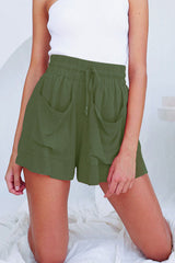 Casual Solid Pocket Loose High Waist Wide Leg Bottoms(6 Colors)