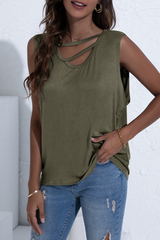 Casual Solid Hollowed Out O Neck Tops(5 Colors)