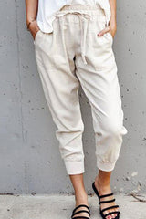 Casual Solid Split Joint Loose Mid Waist Pencil Bottoms(6 Colors)