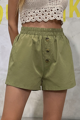 Casual Solid Buttons Wide Leg Solid Color Bottoms