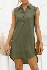 Casual Solid STurndown Collar Irregular Dresses(4 Colors)