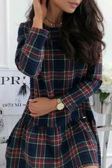 Fashion Plaid SMandarin Collar Princess Dresses