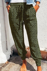 Casual Street Leopard Basic Loose Full Print Bottoms(4 Colors)