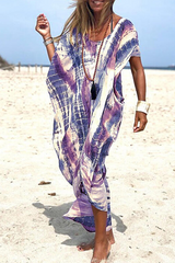 Casual Vacation Tie Dye O Neck Dresses(3 Colors)