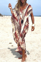 Casual Vacation Tie Dye O Neck Dresses(3 Colors)