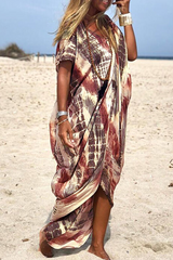 Casual Vacation Tie Dye O Neck Dresses(3 Colors)