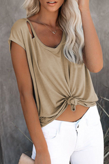 Casual Solid Ripped O Neck T-Shirts(7 Colors)