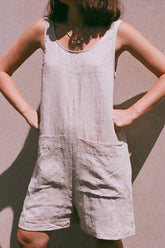 Casual Solid Pocket O Neck Straight Jumpsuits(4 Colors)