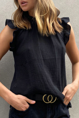 Casual Solid Split Joint Stringy Selvedge Tops