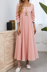 Casual Simplicity Solid Split Joint Square Collar A Line Dresses