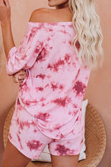 Tie Dye Print Round Neck Two Piece Suits