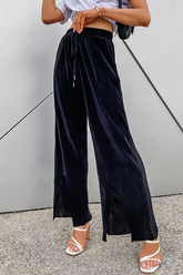 Casual Solid Slit Loose Wide Leg Solid Color Bottoms