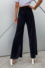Casual Solid Slit Loose Wide Leg Solid Color Bottoms
