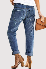 Casual Solid Ripped Capris Straight Solid Color Bottoms(3 Colors)