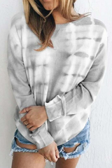 Casual Tie Dye Split Joint O Neck Tops(6 Colors)