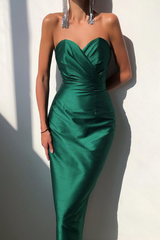 Celebrities Elegant Solid Split Joint Fold Strapless Evening Dress Dresses