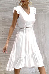 Casual Solid Split Joint V Neck Irregular Dresses(7 Colors)