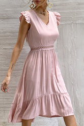 Casual Solid Split Joint V Neck Irregular Dresses(7 Colors)