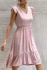 Casual Solid Split Joint V Neck Irregular Dresses(7 Colors)