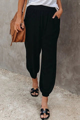 Casual Solid Split Joint Loose Bottoms(4 Colors)