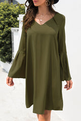Casual Solid Split Joint V Neck A Line Dresses(3 Colors)