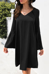 Casual Solid Split Joint V Neck A Line Dresses(3 Colors)