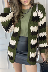 Casual Striped Split Joint Contrast V Neck Tops