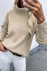 Casual Solid Split Joint Turtleneck Tops(6 Colors)
