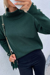 Casual Solid Split Joint Turtleneck Tops(6 Colors)