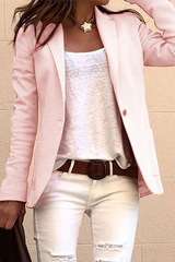 Casual Solid Buttons Turn-back Collar Outerwear(6 Colors)