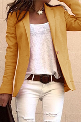 Casual Solid Buttons Turn-back Collar Outerwear(6 Colors)