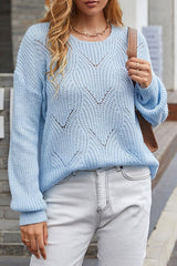 Casual Solid Hollowed Out O Neck Tops(5 Colors)